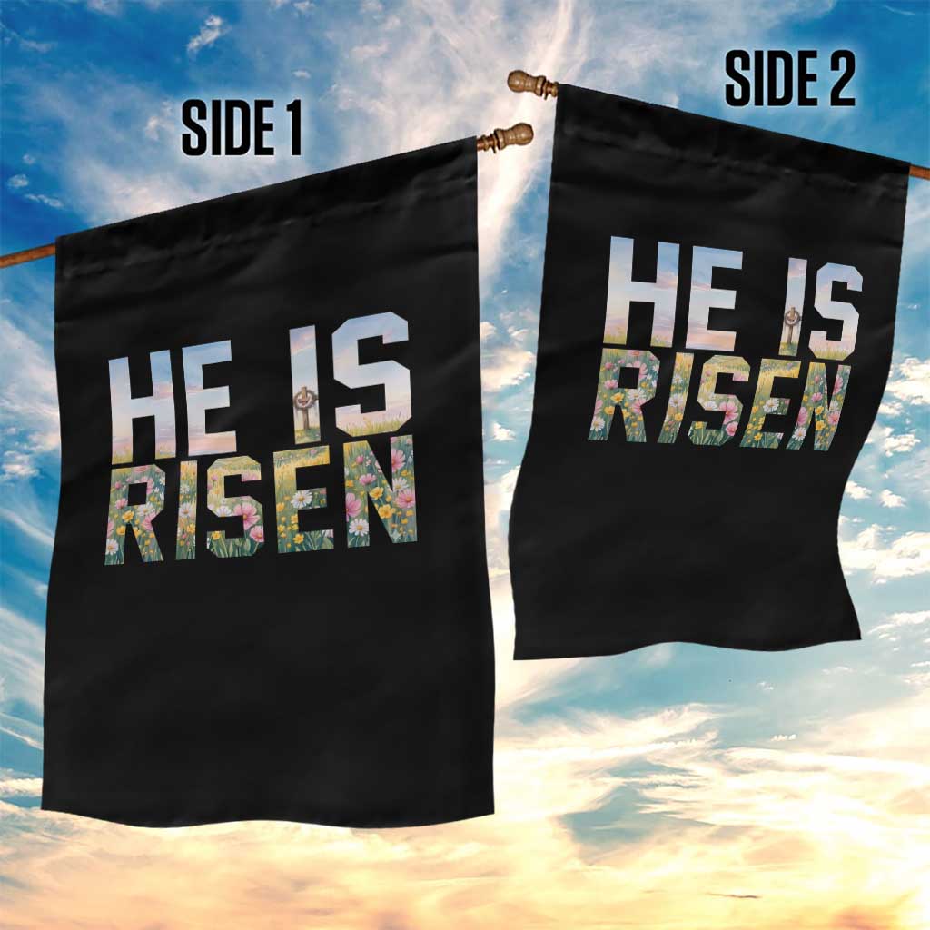 He Is Risen Matthew 28:6 Floral Christian Easter Garden Flag Spring Flowers Cross Landscape Faith Inspirational Gift TS02 Print Your Wear