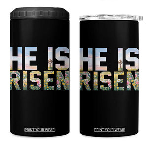 He Is Risen Matthew 28:6 Floral Christian Easter 4 in 1 Can Cooler Tumbler Spring Flowers Cross Landscape Faith Inspirational Gift TS02 One Size: 16 oz Black Print Your Wear