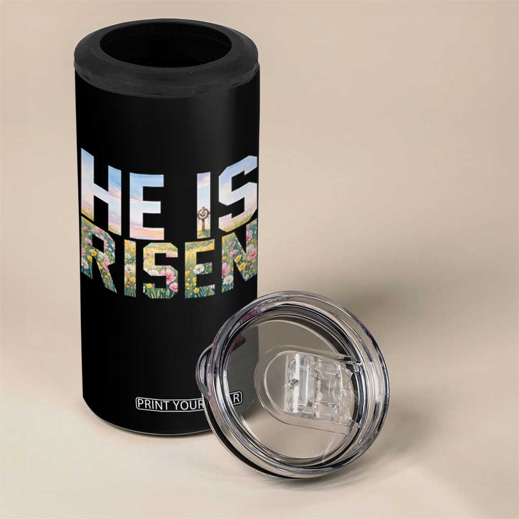He Is Risen Matthew 28:6 Floral Christian Easter 4 in 1 Can Cooler Tumbler Spring Flowers Cross Landscape Faith Inspirational Gift TS02 Print Your Wear
