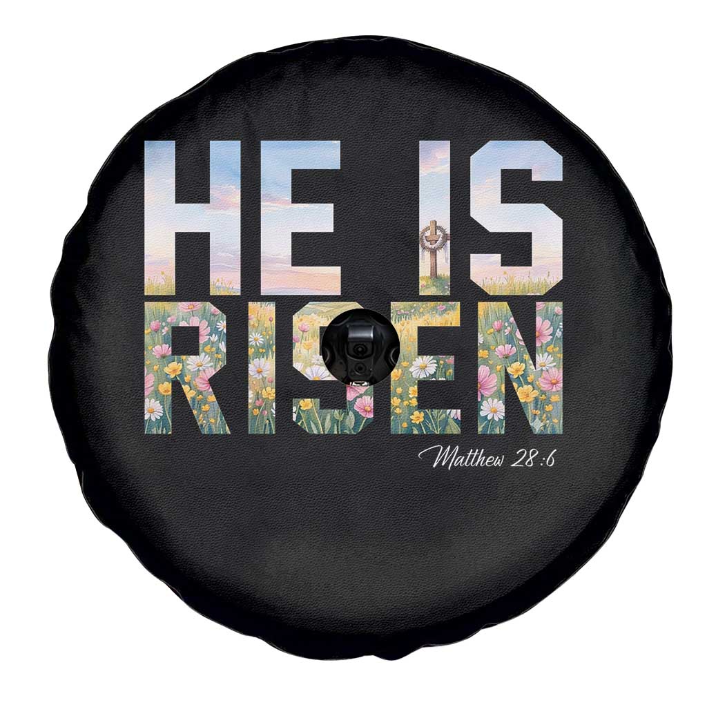 He Is Risen Matthew 28:6 Floral Christian Easter Spare Tire Cover Spring Flowers Cross Landscape Faith Inspirational Gift TS02 Print Your Wear