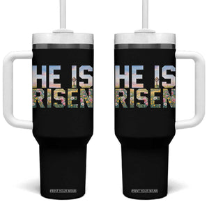 He Is Risen Matthew 28:6 Floral Christian Easter Tumbler With Handle Spring Flowers Cross Landscape Faith Inspirational Gift TS02 One Size: 40 oz Black Print Your Wear