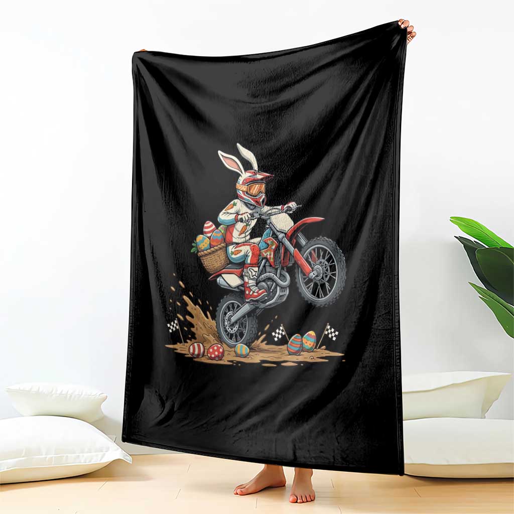 Easter Bunny Dirt Bike Rider Funny Motocross Rabbit Graphic Throw Blanket Cool Off Road Racing Egg Hunt TS02 Print Your Wear