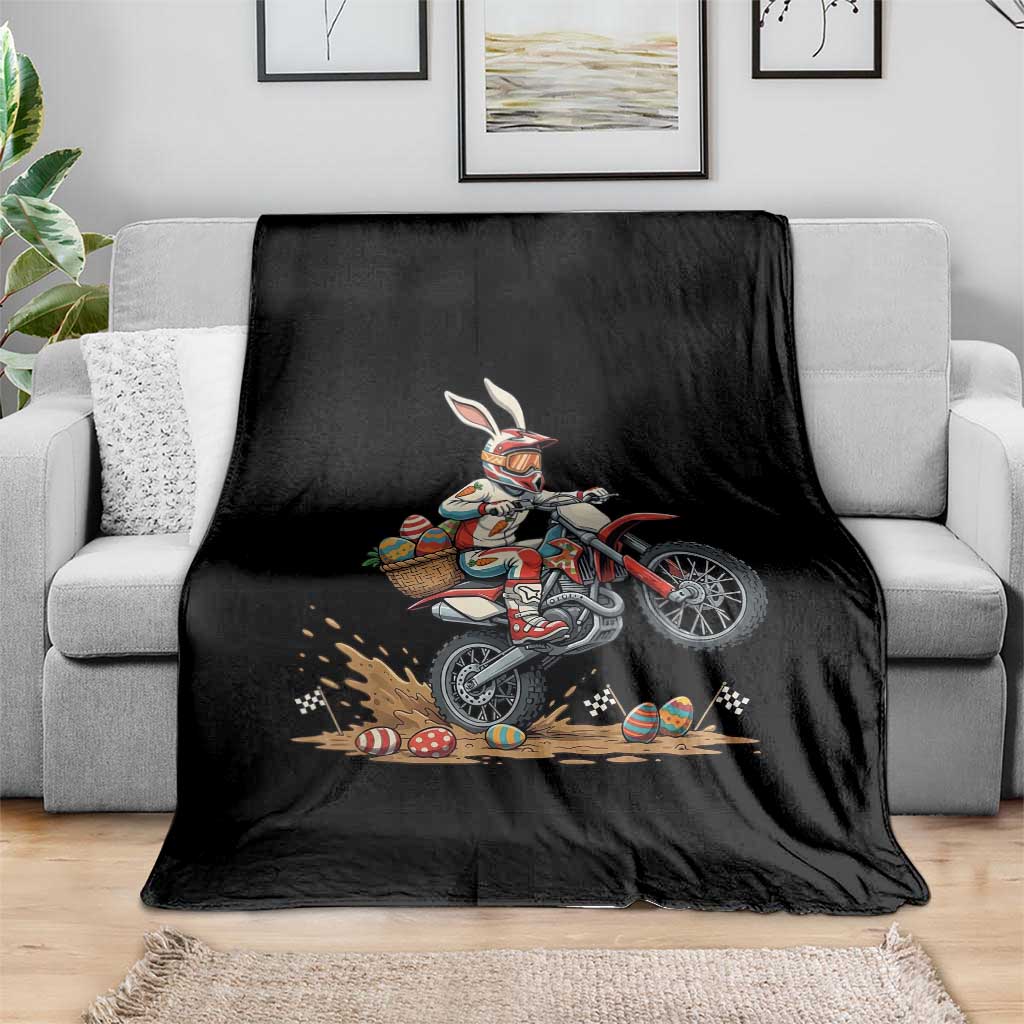 Easter Bunny Dirt Bike Rider Funny Motocross Rabbit Graphic Throw Blanket Cool Off Road Racing Egg Hunt TS02 Print Your Wear