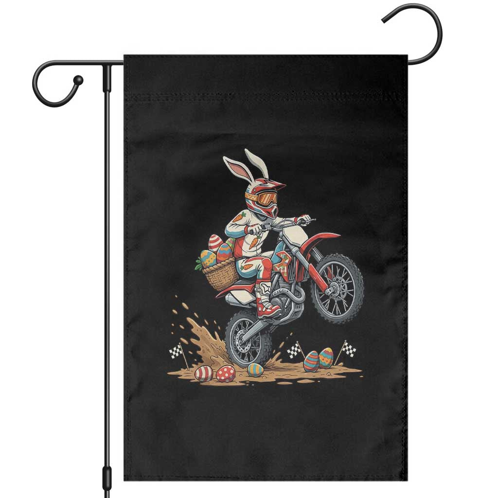 Easter Bunny Dirt Bike Rider Funny Motocross Rabbit Graphic Garden Flag Cool Off Road Racing Egg Hunt TS02 Black Print Your Wear