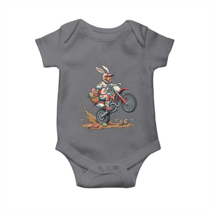 Easter Bunny Dirt Bike Rider Funny Motocross Rabbit Graphic Baby Onesie Cool Off Road Racing Egg Hunt TS02 Charcoal Print Your Wear