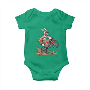 Easter Bunny Dirt Bike Rider Funny Motocross Rabbit Graphic Baby Onesie Cool Off Road Racing Egg Hunt TS02 Irish Green Print Your Wear