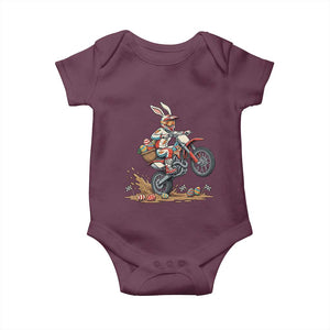 Easter Bunny Dirt Bike Rider Funny Motocross Rabbit Graphic Baby Onesie Cool Off Road Racing Egg Hunt TS02 Maroon Print Your Wear