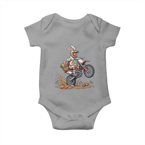 Easter Bunny Dirt Bike Rider Funny Motocross Rabbit Graphic Baby Onesie Cool Off Road Racing Egg Hunt TS02 Sport Gray Print Your Wear