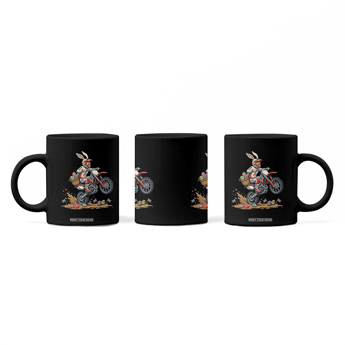 Easter Bunny Dirt Bike Rider Funny Motocross Rabbit Graphic Coffee Mug Cool Off Road Racing Egg Hunt TS02 Print Your Wear