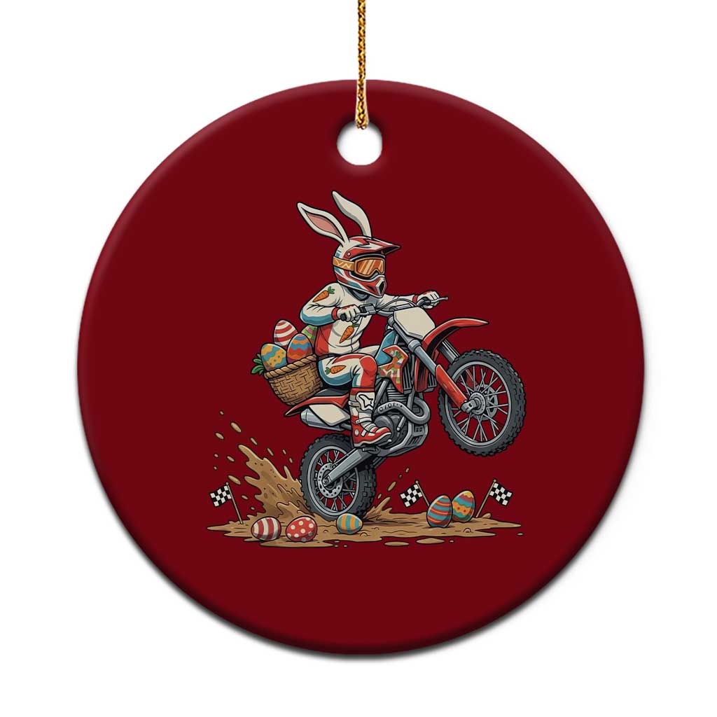 Easter Bunny Dirt Bike Rider Funny Motocross Rabbit Graphic Ceramic Ornament Cool Off Road Racing Egg Hunt TS02 1pc Red Print Your Wear