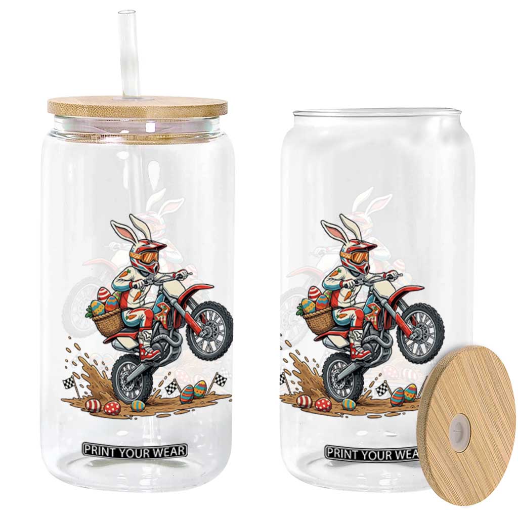 Easter Bunny Dirt Bike Rider Funny Motocross Rabbit Graphic Glass Can Cool Off Road Racing Egg Hunt TS02 Print Your Wear