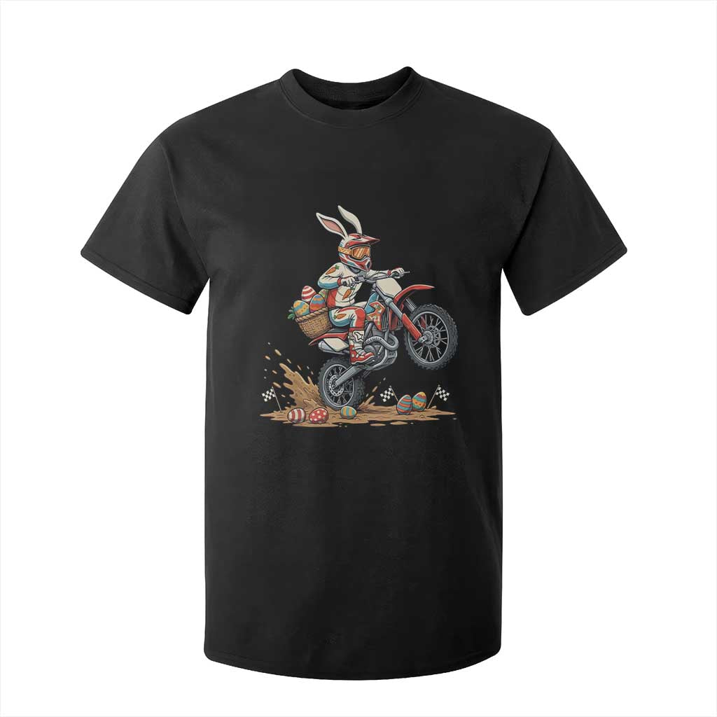 Easter Bunny Dirt Bike Rider Funny Motocross Rabbit Graphic T Shirt For Kid Cool Off Road Racing Egg Hunt TS02 Black Print Your Wear