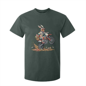 Easter Bunny Dirt Bike Rider Funny Motocross Rabbit Graphic T Shirt For Kid Cool Off Road Racing Egg Hunt TS02 Dark Forest Green Print Your Wear