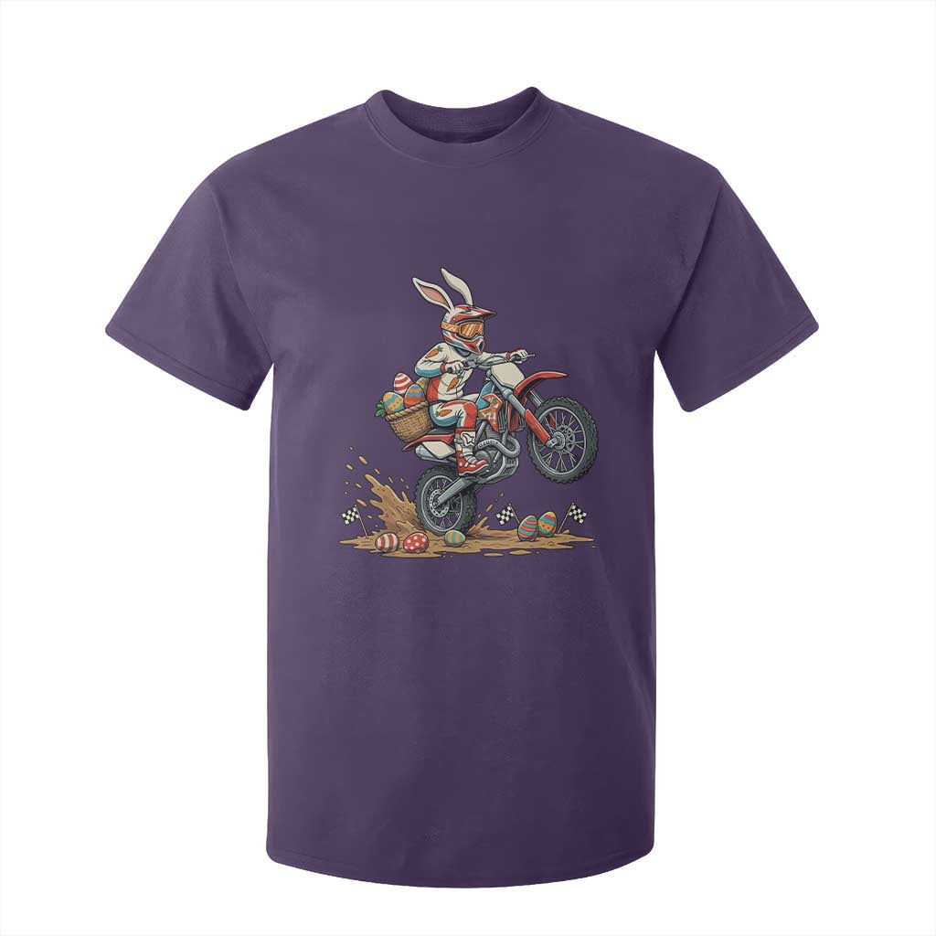 Easter Bunny Dirt Bike Rider Funny Motocross Rabbit Graphic T Shirt For Kid Cool Off Road Racing Egg Hunt TS02 Purple Print Your Wear