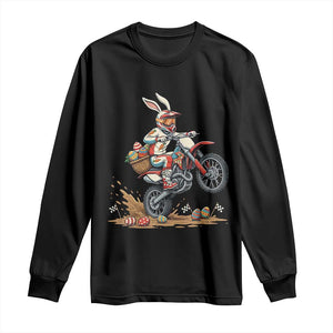 Easter Bunny Dirt Bike Rider Funny Motocross Rabbit Graphic Long Sleeve Shirt Cool Off Road Racing Egg Hunt TS02 Black Print Your Wear