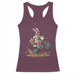 Easter Bunny Dirt Bike Rider Funny Motocross Rabbit Graphic Racerback Tank Top Cool Off Road Racing Egg Hunt TS02 Maroon Print Your Wear
