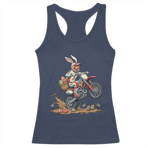 Easter Bunny Dirt Bike Rider Funny Motocross Rabbit Graphic Racerback Tank Top Cool Off Road Racing Egg Hunt TS02 Navy Print Your Wear
