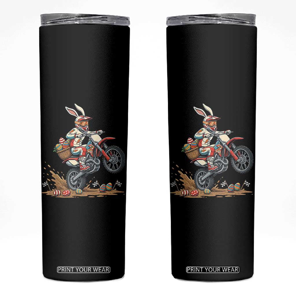 Easter Bunny Dirt Bike Rider Funny Motocross Rabbit Graphic Skinny Tumbler Cool Off Road Racing Egg Hunt TS02 Black Print Your Wear