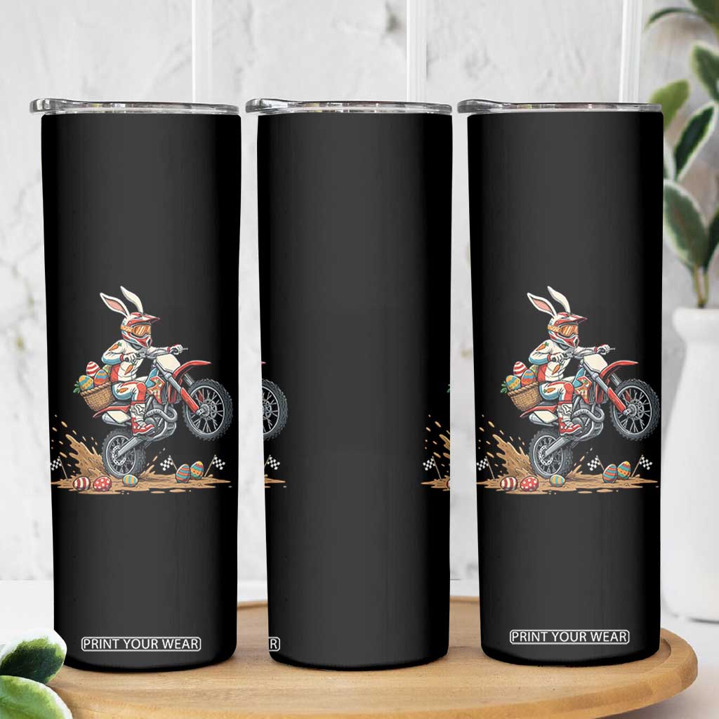 Easter Bunny Dirt Bike Rider Funny Motocross Rabbit Graphic Skinny Tumbler Cool Off Road Racing Egg Hunt TS02 Print Your Wear