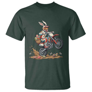 Easter Bunny Dirt Bike Rider Funny Motocross Rabbit Graphic T Shirt Cool Off Road Racing Egg Hunt TS02 Dark Forest Green Print Your Wear