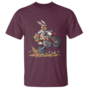 Easter Bunny Dirt Bike Rider Funny Motocross Rabbit Graphic T Shirt Cool Off Road Racing Egg Hunt TS02 Maroon Print Your Wear