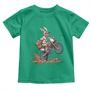 Easter Bunny Dirt Bike Rider Funny Motocross Rabbit Graphic Toddler T Shirt Cool Off Road Racing Egg Hunt TS02 Irish Green Print Your Wear