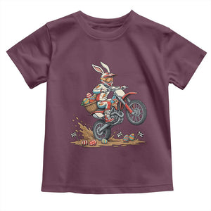 Easter Bunny Dirt Bike Rider Funny Motocross Rabbit Graphic Toddler T Shirt Cool Off Road Racing Egg Hunt TS02 Maroon Print Your Wear