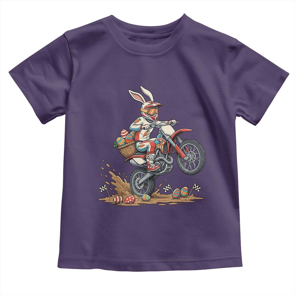 Easter Bunny Dirt Bike Rider Funny Motocross Rabbit Graphic Toddler T Shirt Cool Off Road Racing Egg Hunt TS02 Purple Print Your Wear