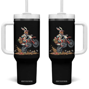 Easter Bunny Dirt Bike Rider Funny Motocross Rabbit Graphic Tumbler With Handle Cool Off Road Racing Egg Hunt TS02 One Size: 40 oz Black Print Your Wear