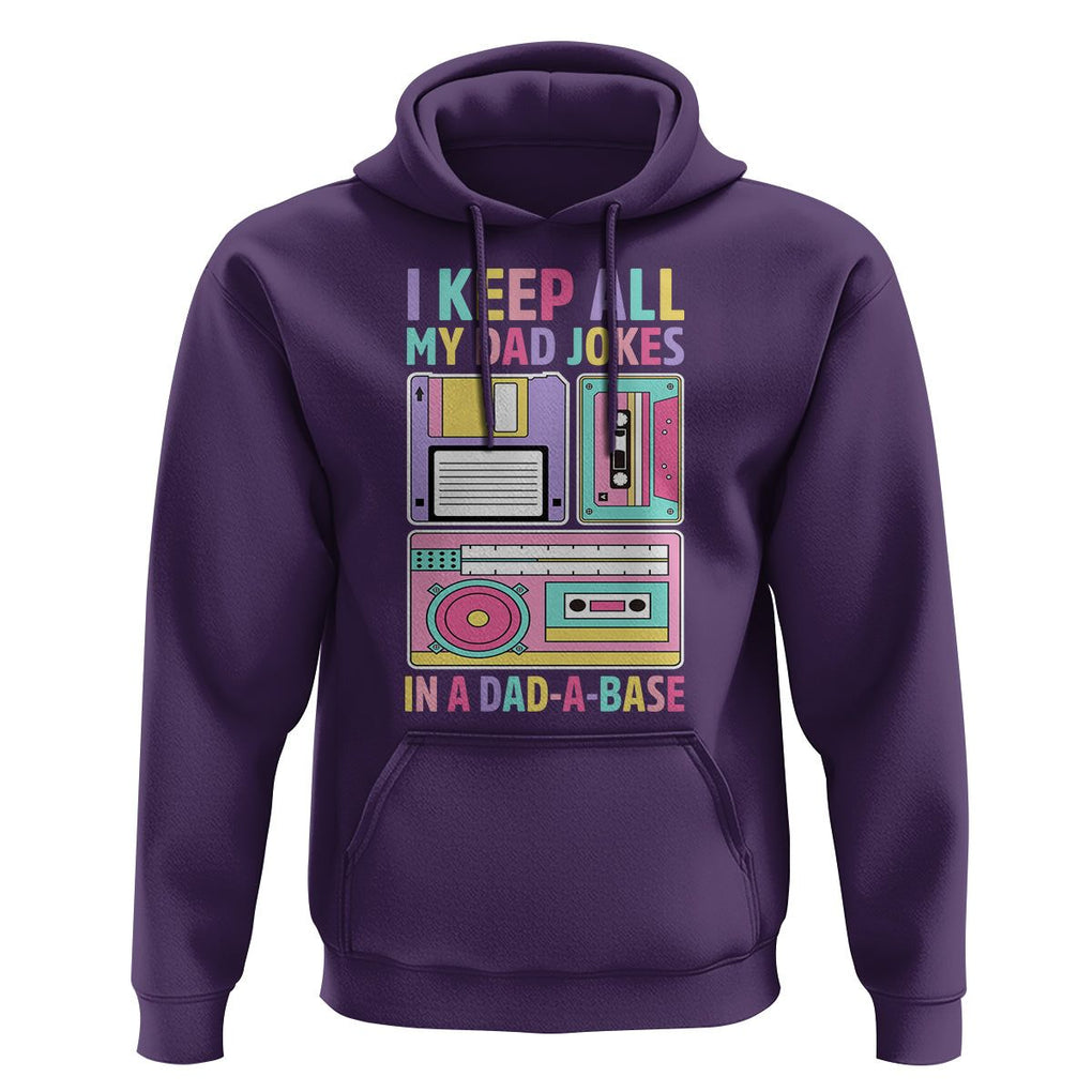 Funny Dad Joke Hoodie I Keep All My Dad Jokes In A Dad A Base Retro Father's Day TS02 Purple Print Your Wear