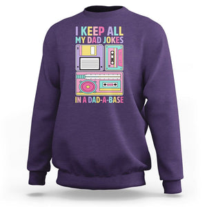 Funny Dad Joke Sweatshirt I Keep All My Dad Jokes In A Dad A Base Retro Father's Day TS02 Purple Print Your Wear