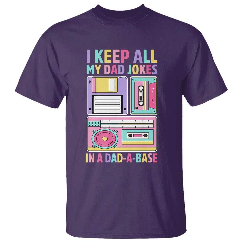 Funny Dad Joke T Shirt I Keep All My Dad Jokes In A Dad A Base Retro Father's Day TS02 Purple Print Your Wear