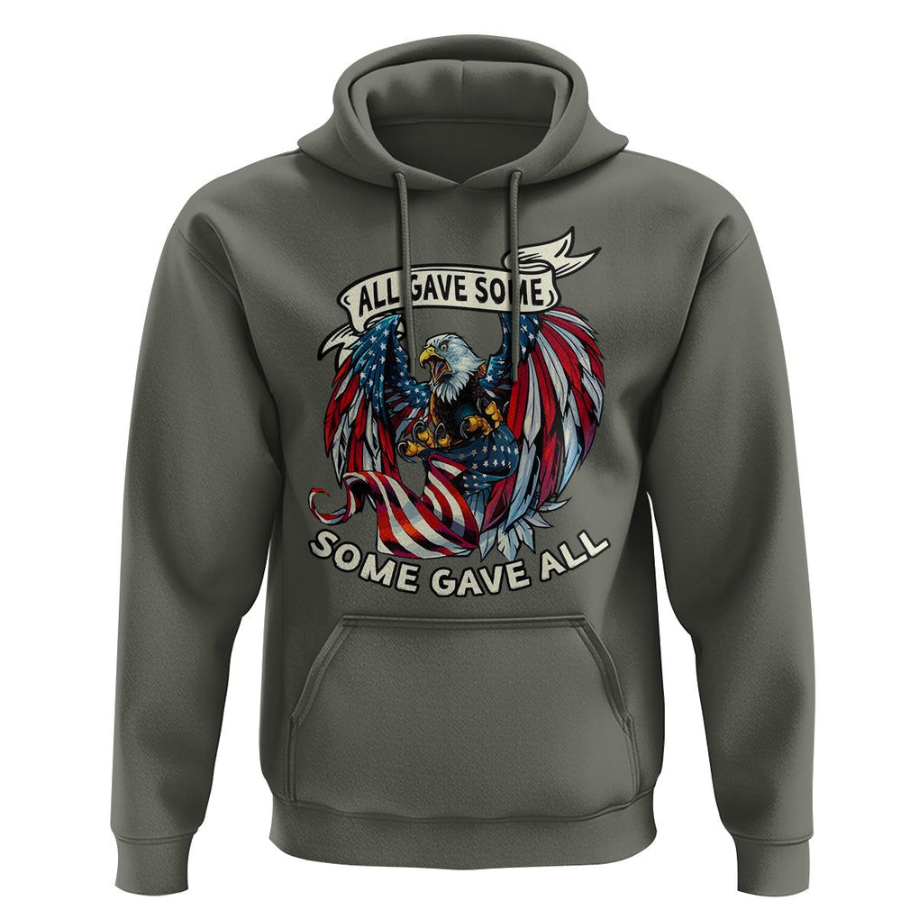Patriotic American Eagle Hoodie All Gave Some Some Gave All US Flag 4th Of July Independence Day TS02 Military Green Print Your Wear