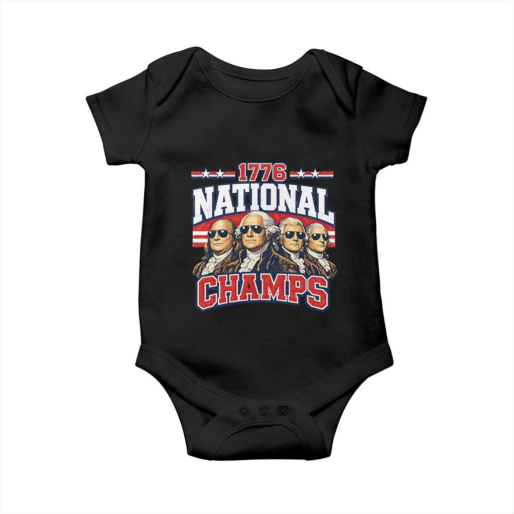 1776 National Champs Founding Fathers Graphic Baby Onesie Funny George Washington and Presidents Sunglasses Sports Style Patriotic TS02 Black Print Your Wear