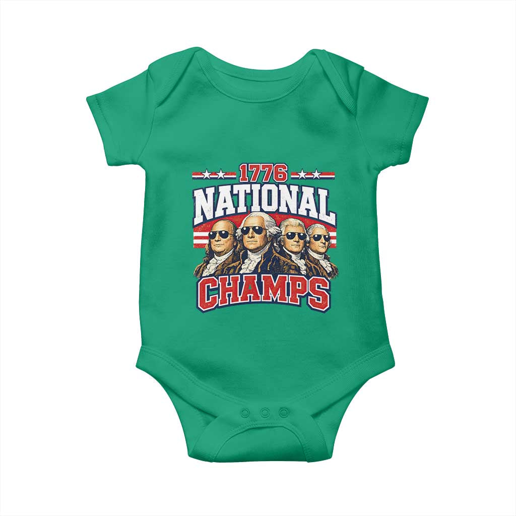 1776 National Champs Founding Fathers Graphic Baby Onesie Funny George Washington and Presidents Sunglasses Sports Style Patriotic TS02 Irish Green Print Your Wear