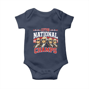 1776 National Champs Founding Fathers Graphic Baby Onesie Funny George Washington and Presidents Sunglasses Sports Style Patriotic TS02 Navy Print Your Wear