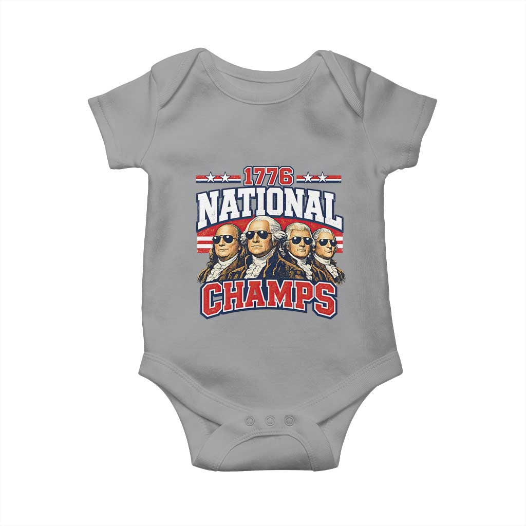 1776 National Champs Founding Fathers Graphic Baby Onesie Funny George Washington and Presidents Sunglasses Sports Style Patriotic TS02 Sport Gray Print Your Wear