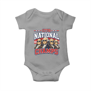 1776 National Champs Founding Fathers Graphic Baby Onesie Funny George Washington and Presidents Sunglasses Sports Style Patriotic TS02 Sport Gray Print Your Wear