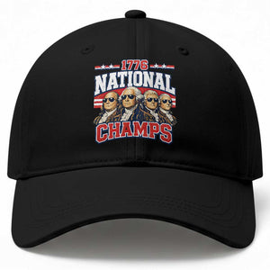1776 National Champs Founding Fathers Graphic Baseball Cap Funny George Washington and Presidents Sunglasses Sports Style Patriotic TS02 Print Your Wear