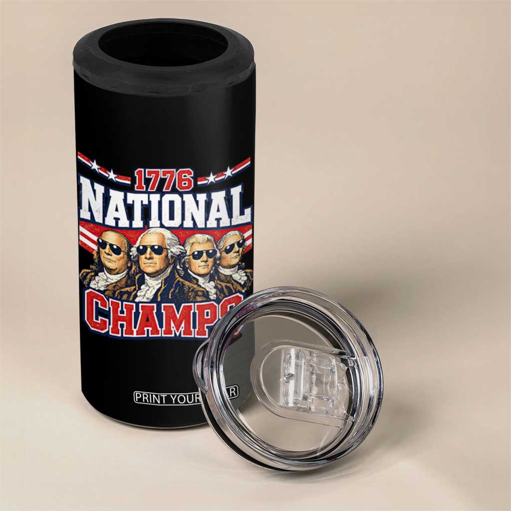 1776 National Champs Founding Fathers Graphic 4 in 1 Can Cooler Tumbler Funny George Washington and Presidents Sunglasses Sports Style Patriotic TS02 Print Your Wear