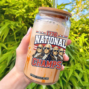 1776 National Champs Founding Fathers Graphic Glass Can Funny George Washington and Presidents Sunglasses Sports Style Patriotic TS02 Black Print Your Wear