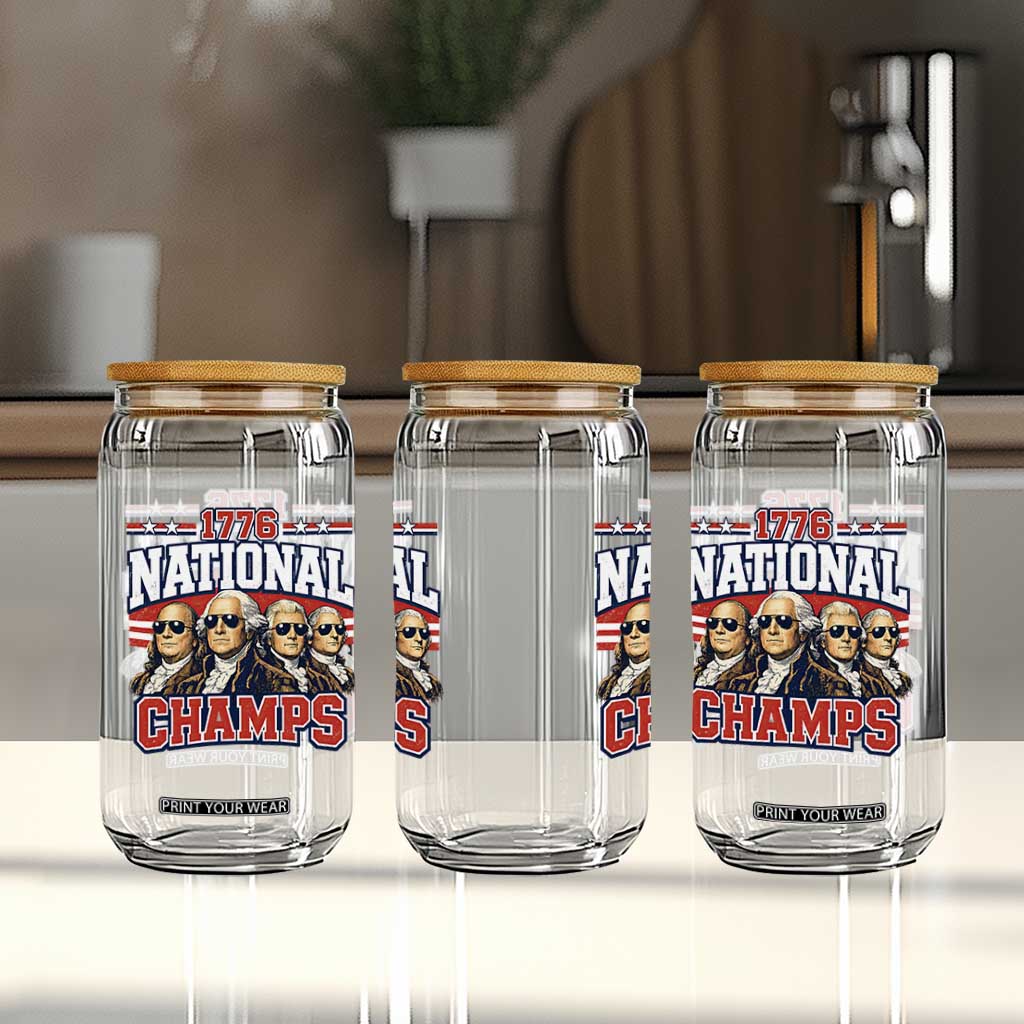 1776 National Champs Founding Fathers Graphic Glass Can Funny George Washington and Presidents Sunglasses Sports Style Patriotic TS02 Print Your Wear