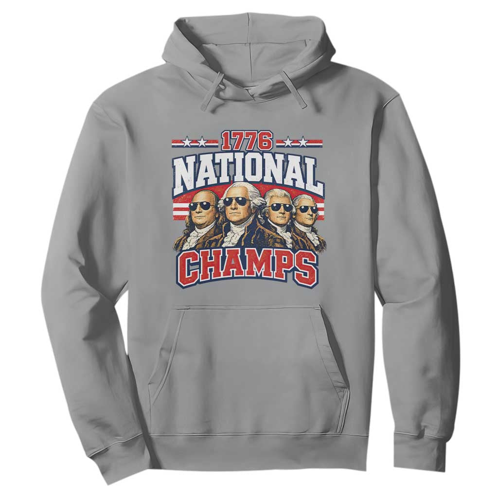 1776 National Champs Founding Fathers Graphic Hoodie Funny George Washington and Presidents Sunglasses Sports Style Patriotic TS02 Sport Gray Print Your Wear