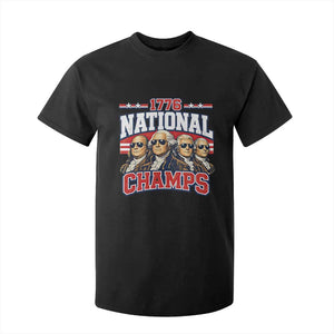 1776 National Champs Founding Fathers Graphic T Shirt For Kid Funny George Washington and Presidents Sunglasses Sports Style Patriotic TS02 Black Print Your Wear