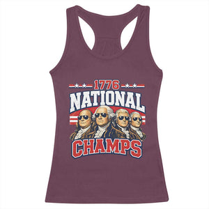 1776 National Champs Founding Fathers Graphic Racerback Tank Top Funny George Washington and Presidents Sunglasses Sports Style Patriotic TS02 Maroon Print Your Wear