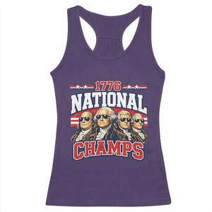 1776 National Champs Founding Fathers Graphic Racerback Tank Top Funny George Washington and Presidents Sunglasses Sports Style Patriotic TS02 Purple Print Your Wear