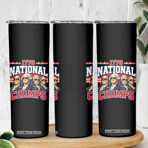 1776 National Champs Founding Fathers Graphic Skinny Tumbler Funny George Washington and Presidents Sunglasses Sports Style Patriotic TS02 Print Your Wear