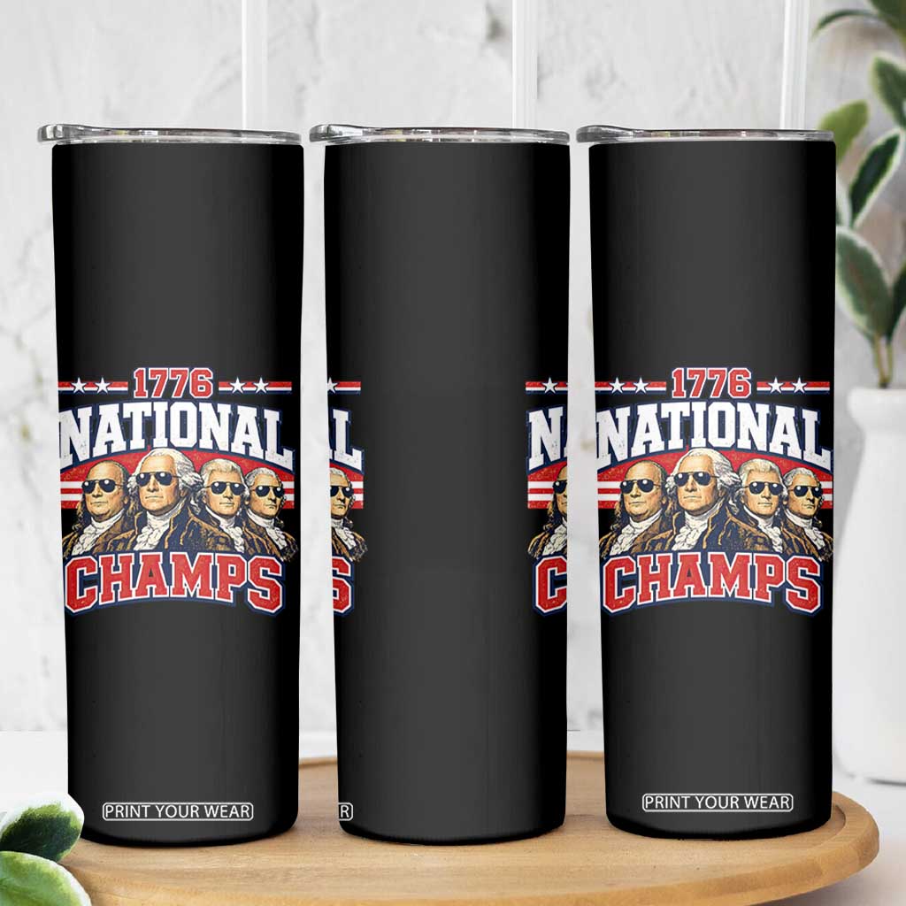 1776 National Champs Founding Fathers Graphic Skinny Tumbler Funny George Washington and Presidents Sunglasses Sports Style Patriotic TS02 Print Your Wear