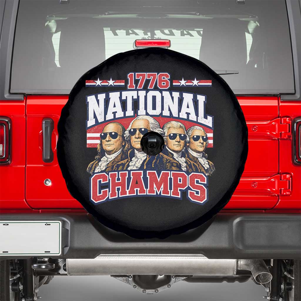 1776 National Champs Founding Fathers Graphic Spare Tire Cover Funny George Washington and Presidents Sunglasses Sports Style Patriotic TS02 Black Print Your Wear