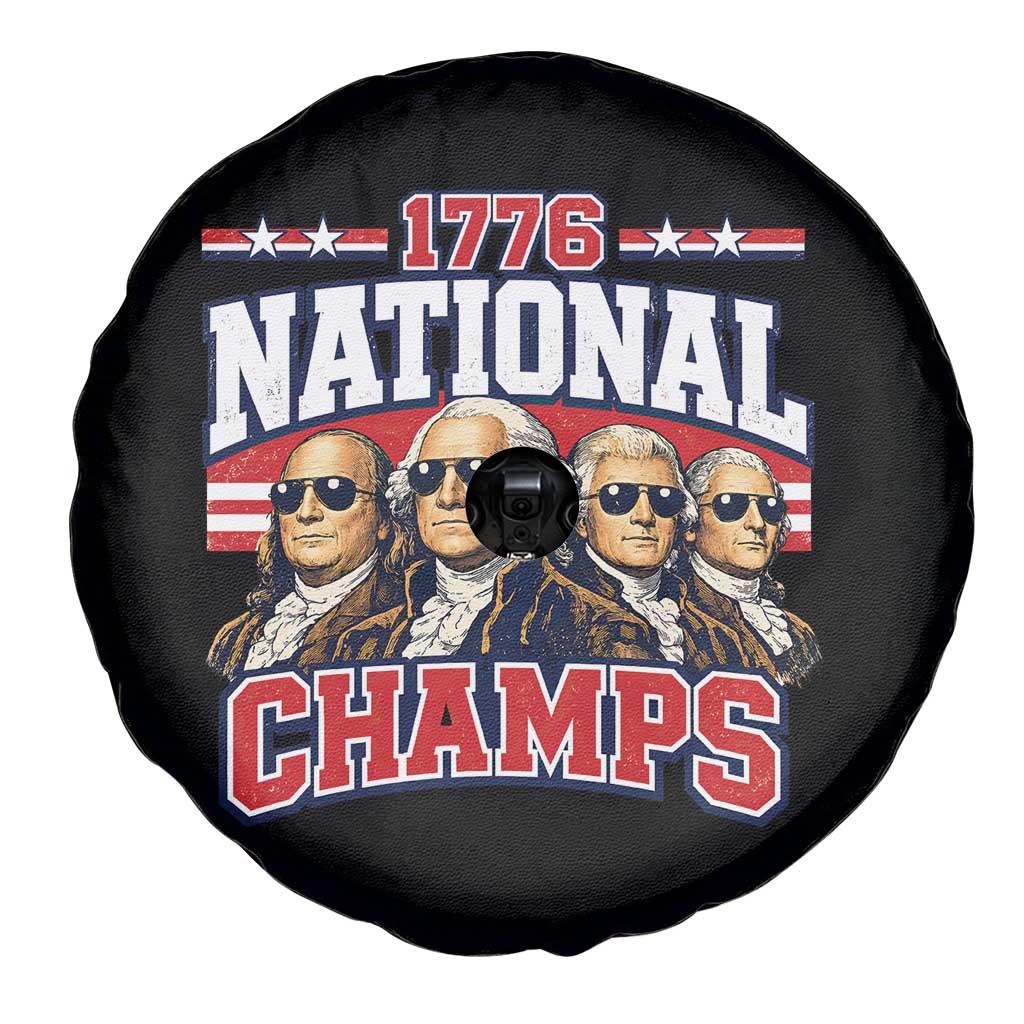 1776 National Champs Founding Fathers Graphic Spare Tire Cover Funny George Washington and Presidents Sunglasses Sports Style Patriotic TS02 Print Your Wear